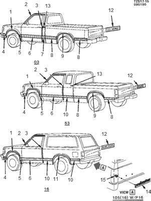 1997 <b>Chevrolet</b> <b>S10</b> Pickup Rocker panel for extended cab with 3rd door, Measurement: 73" x 10" x 6", Left Side, Driver Side. . Chevy s10 body parts diagram